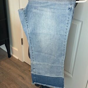 Judy Blue Cropped Blue Jeans with Two-Tone Raw Hem